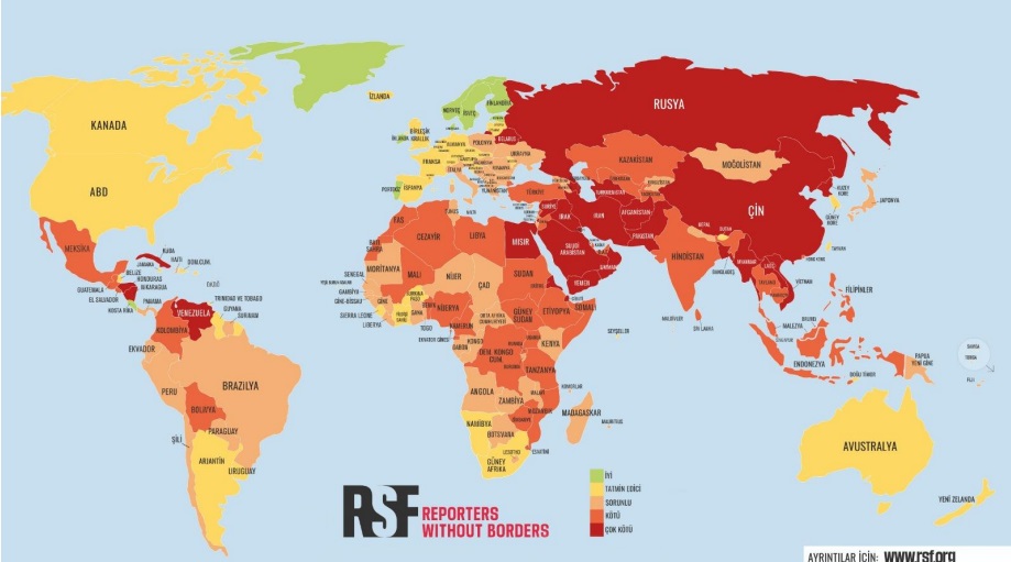 Türkiye dünya basın özgürlüğü endeksinde 149cu sıraya yükseldi