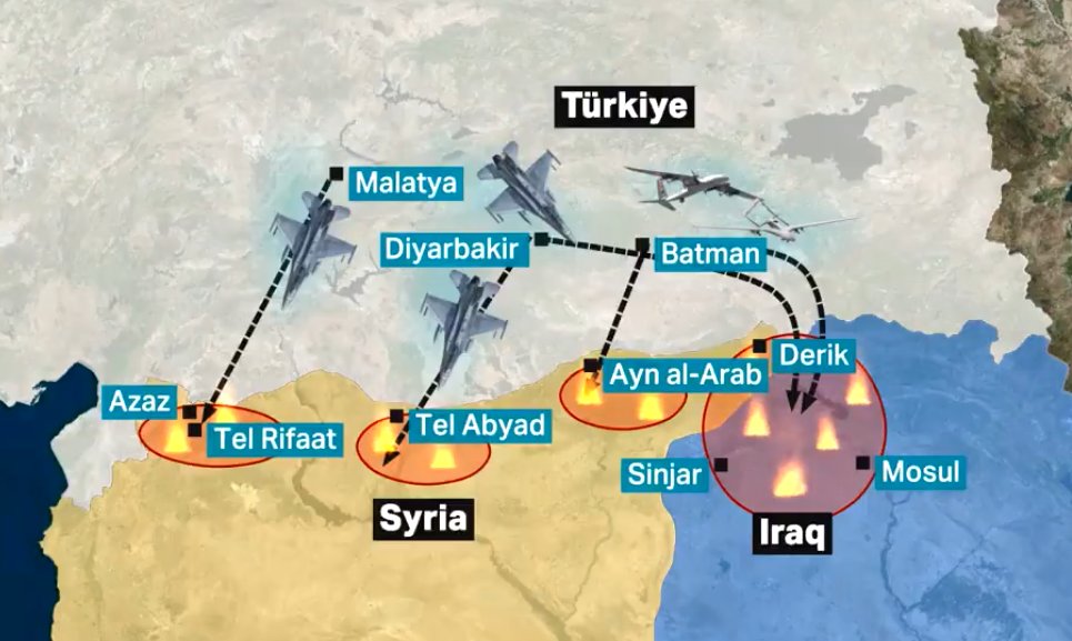 Güncelleme: Suriye ve Irak’ın kuzeyine hava harekatı