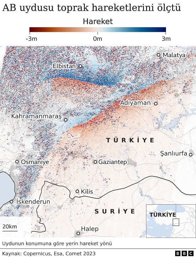 Kahramanmaraş depremlerinin yol açtığı yer hareketleri uzaydan haritalandırıldı