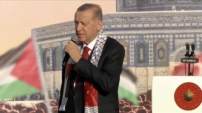 Erdoğan Büyük Filistin Mitingi’nde konuştu: “İsrail’i savaş suçlusu ilan edeceğiz”