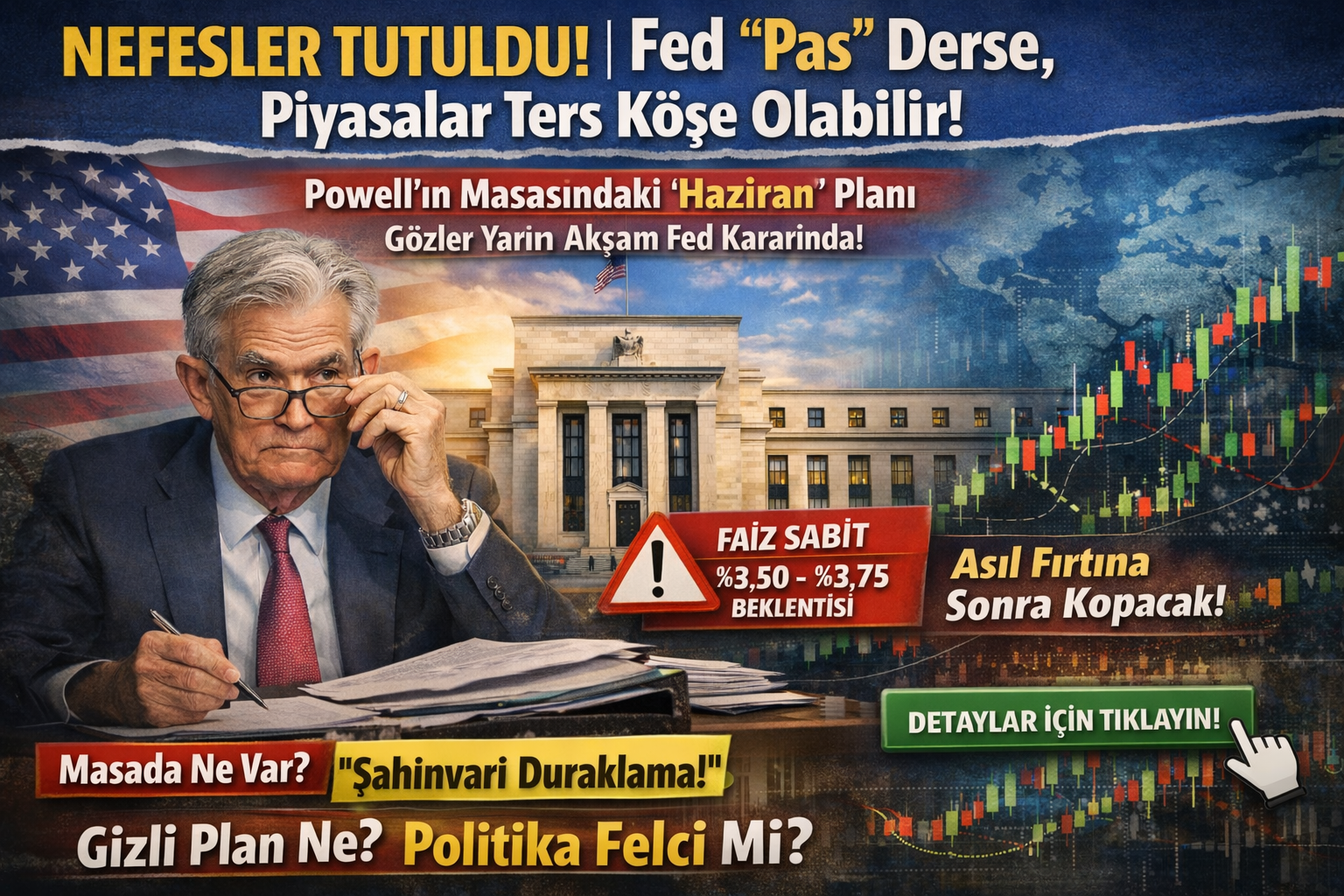 NEFESLER TUTULDU | Fed “Pas” Derse, Piyasalar Ters Köşe Olabilir! Powell’ın Masasındaki “Haziran” Planı